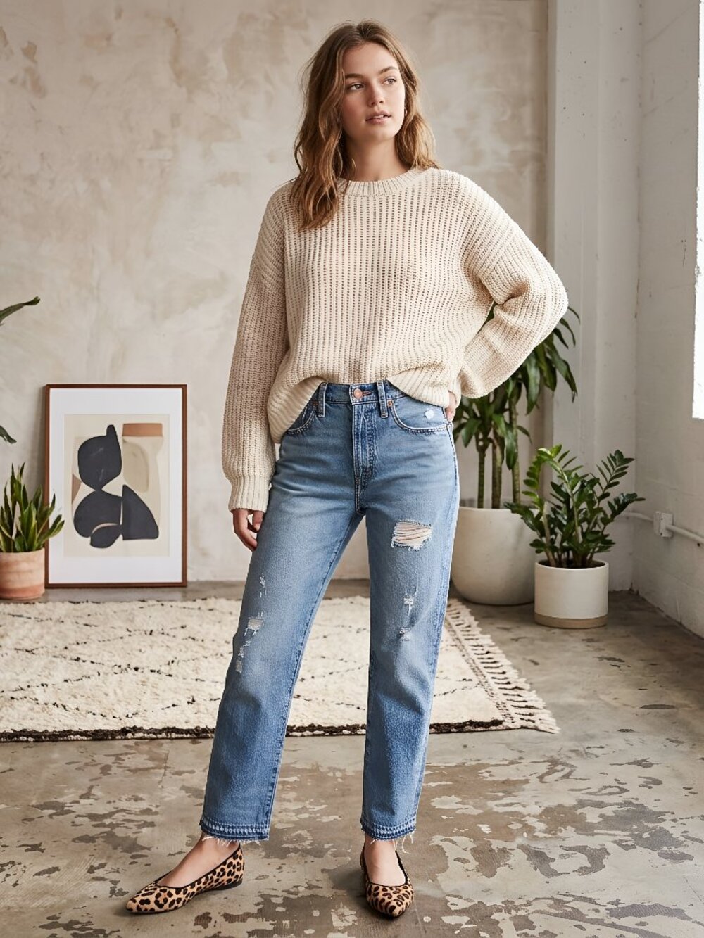 Madewell Jeans Womens Size 27 Classic Straight High Rise Crop Distressed